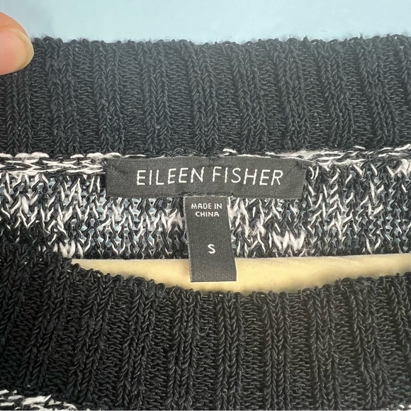 Eileen Fisher Melange Linen Twist Pullover Knit Sweater Size Small Black Casual - Picture 8 of 9